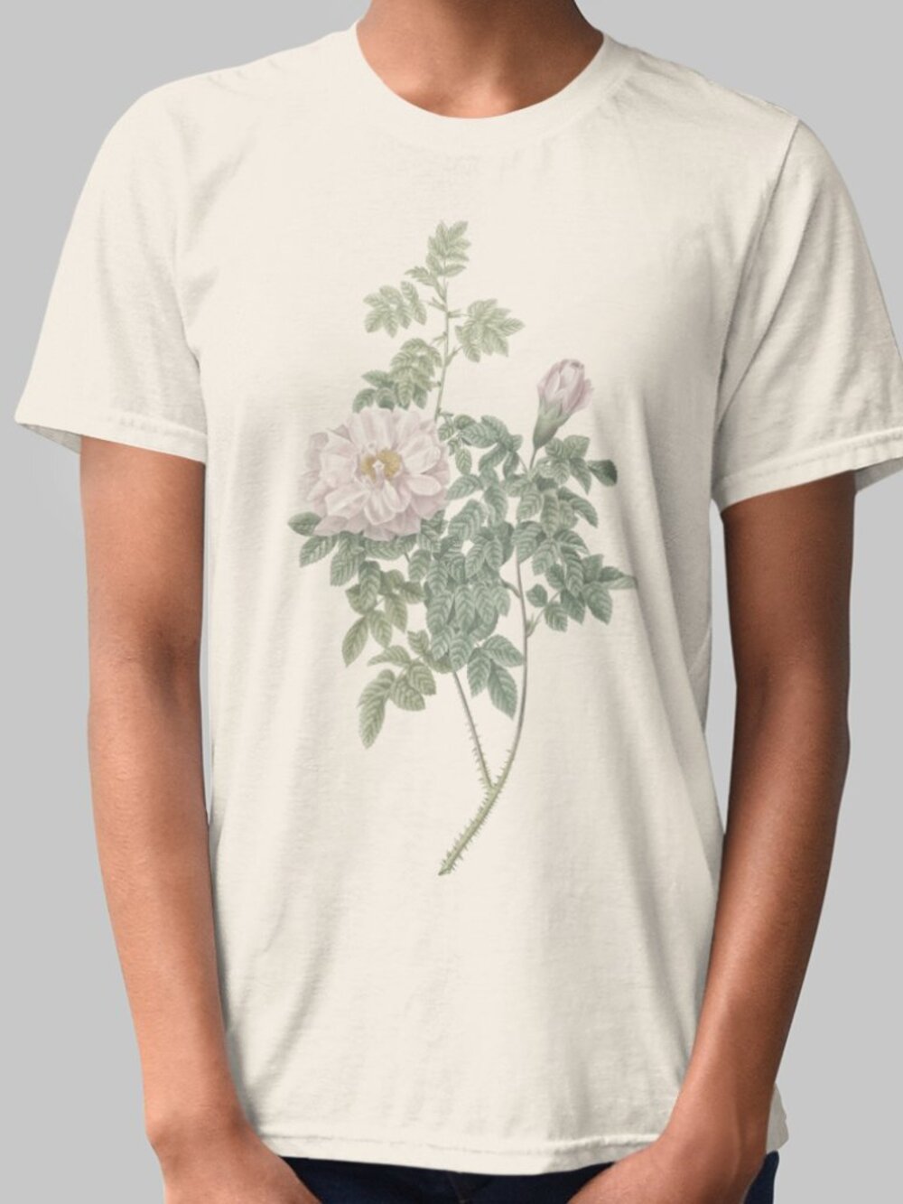 Rose Vintage Floral Print Short Sleeve Graphic Tee T-shirt S-XXL